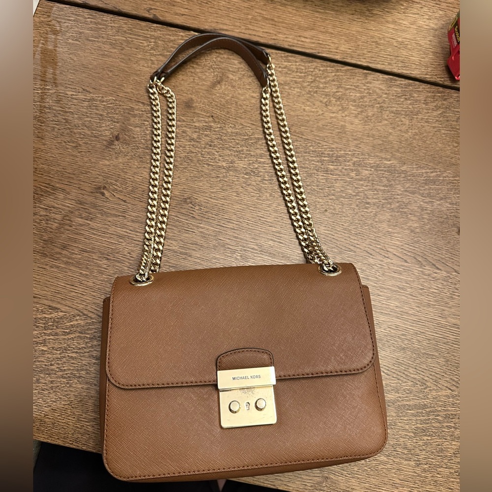 Michael Kors Brown Shoulder Bag/Crossbody with Gold Chain Strap